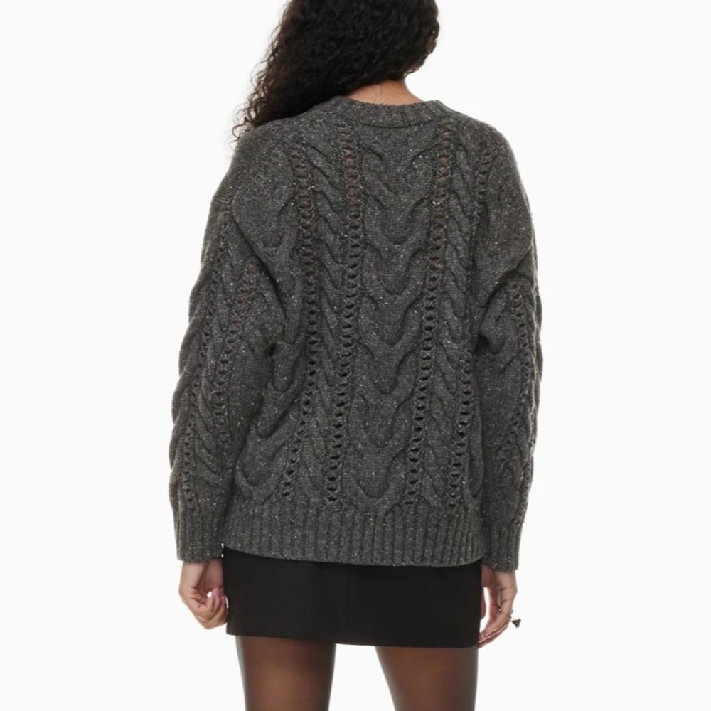 Aritzia Wilfred Bronco Cable Knit Wool Sweater XS Grey NWT - Picture 3 of 14